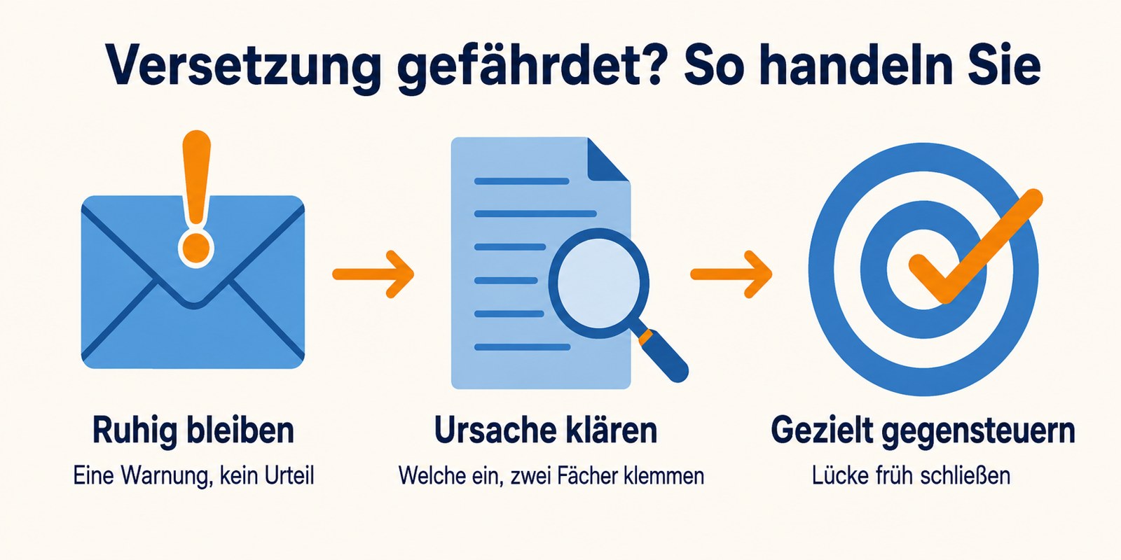 Versetzung gefährdet in Berlin: ruhig bleiben, die Ursache in ein, zwei Fächern klären, gezielt gegensteuern und die Lücke früh schließen